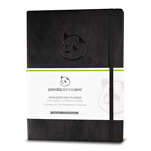 Panda Planner Pro - Best Daily Planner for Happiness & Productivity - 8.5 x 11' Softcover - Undated Day Planner - Guaranteed to Get You Organized - Gratitude & Goals 6 Month Journal (Black)