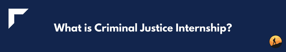 What is Criminal Justice Internship?