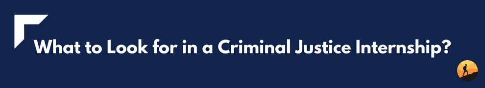 What to Look for in a Criminal Justice Internship?