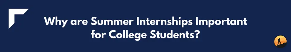 Why are Summer Internships Important for College Students?