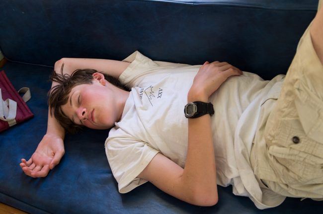 Sleeping Teenager Stressed about the AP exam